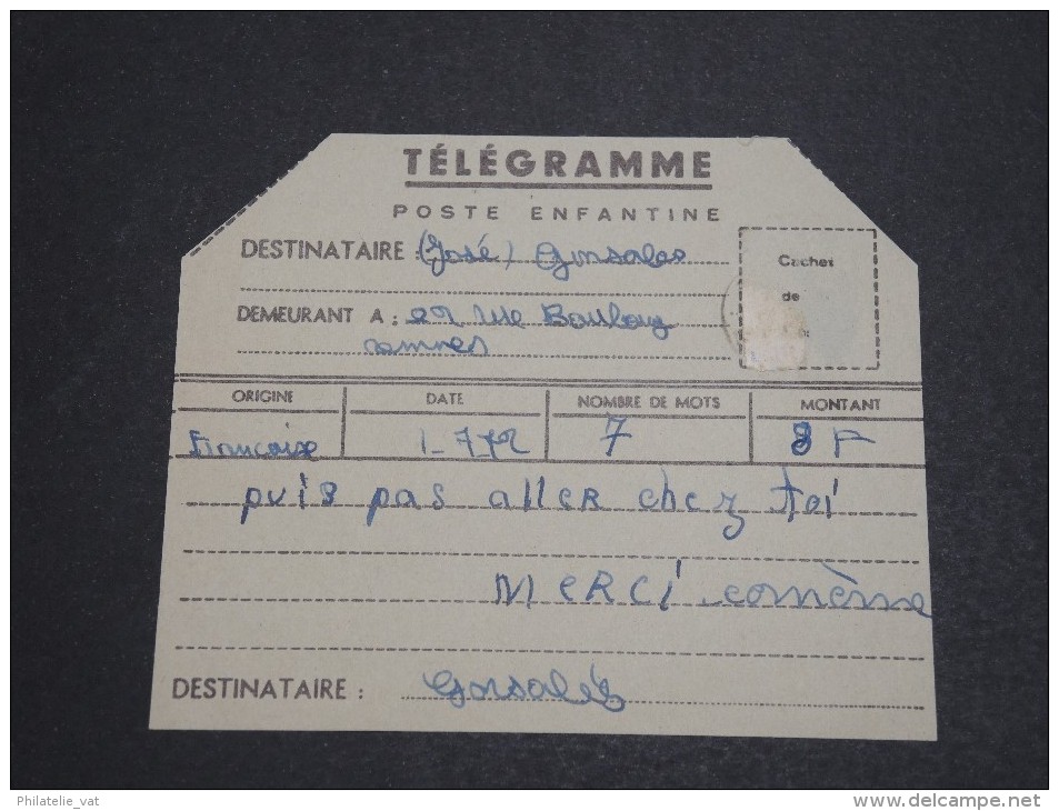 FRANCE - Poste Enfantine - Télégramme - Détaillons Collection - A Voir – P19410 - Telegraph And Telephone