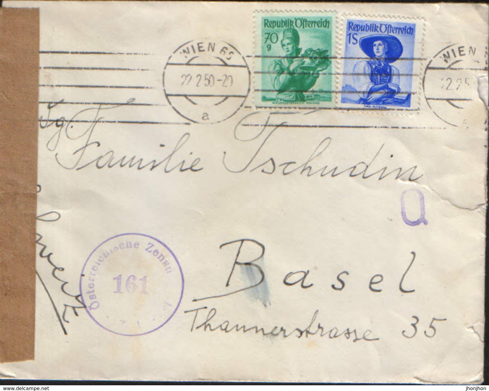 Austria - Censored Letter Circulated In 1950 From Vienna, Austria To Basel Switzerland - Briefe U. Dokumente