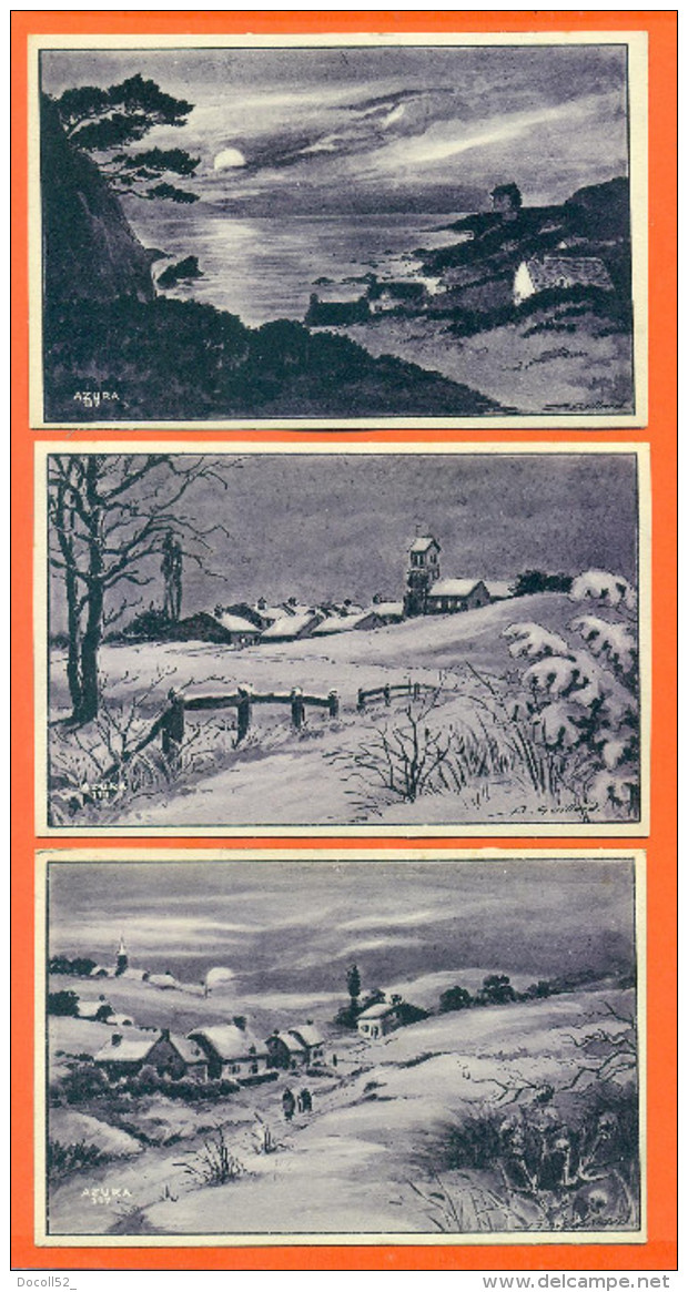 Lot De 3 CPA Illustrateur A GAILLARD " Paysages D'hiver Et Mer " - Other & Unclassified