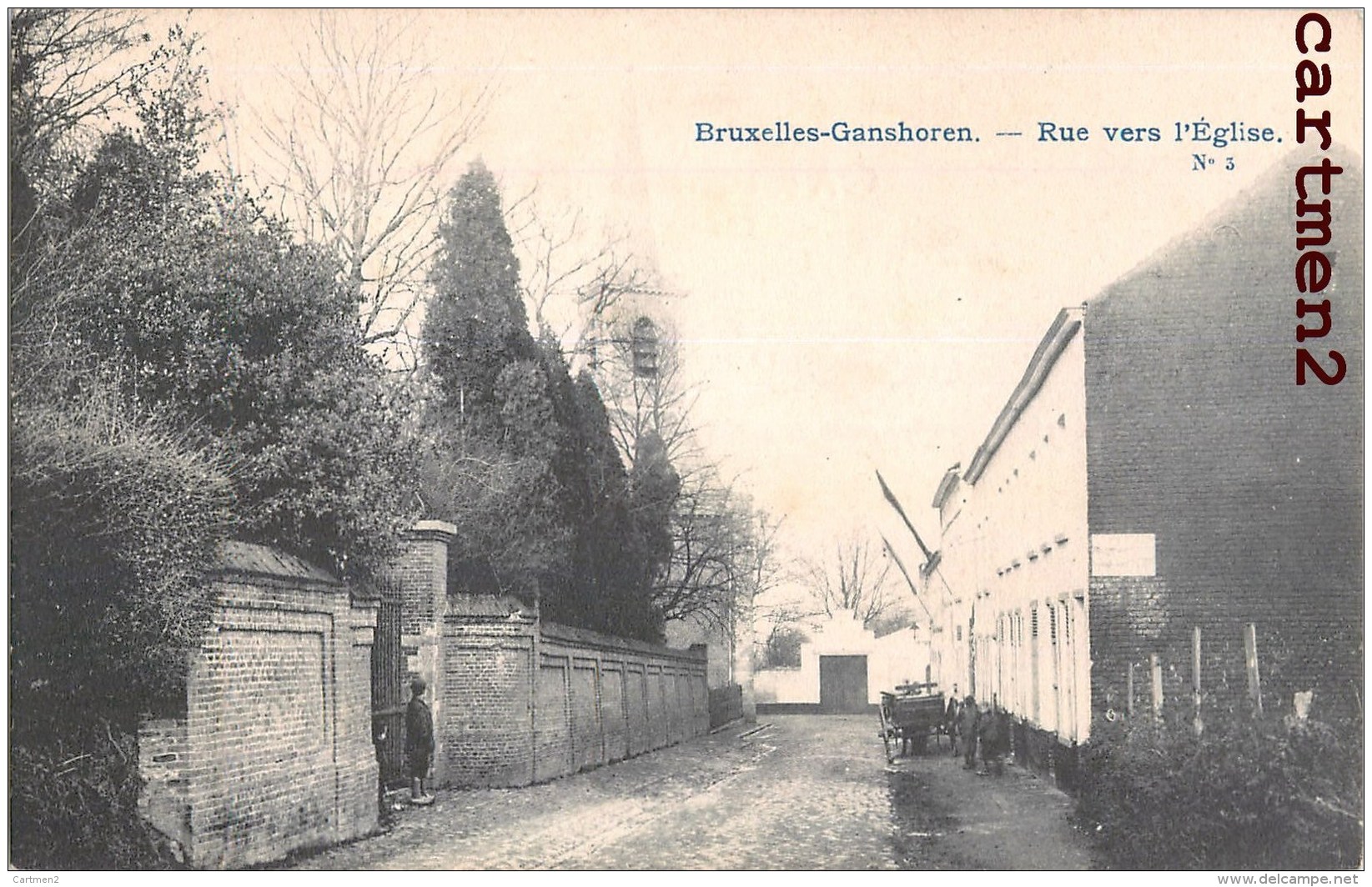 BRUXELLES GANSHOREN RUE VERS L'EGLISE BELGIQUE 1900 - Ganshoren