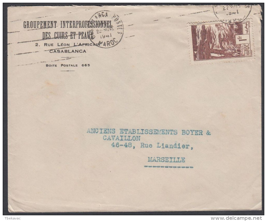 Morocco 1940, Cover Casablanca To Marseille W./postmark Casablanca - Brieven En Documenten