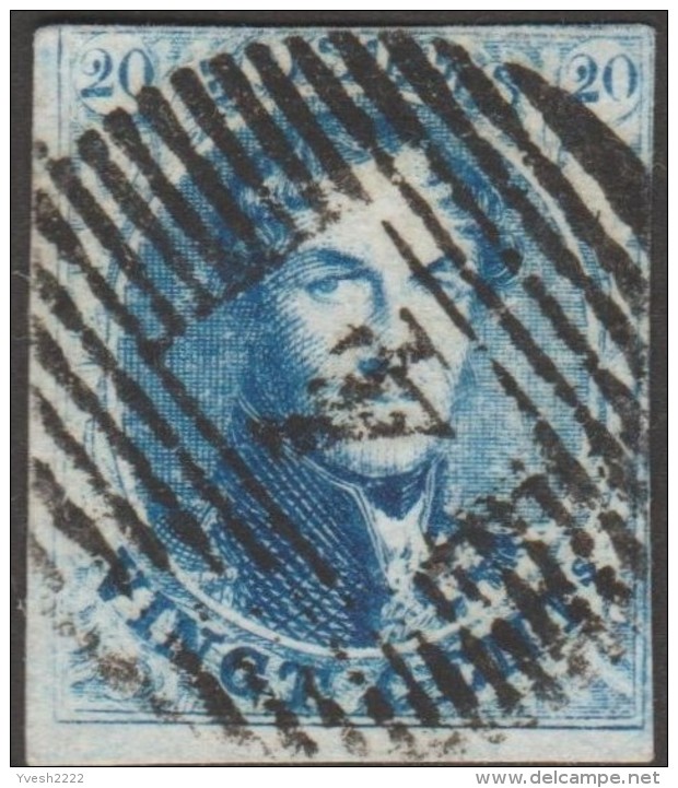 Belgique 1851 COB 7A. Oblitération P 4 Anvers. Papier Très épais - 1851-1857 Médaillons (6/8)