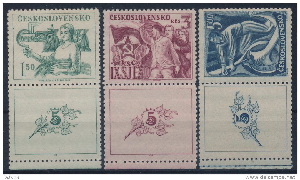 **Czechoslovakia 1949 Mi 575-77 Zf (3) Coupon Zierfeld MNH - Ungebraucht