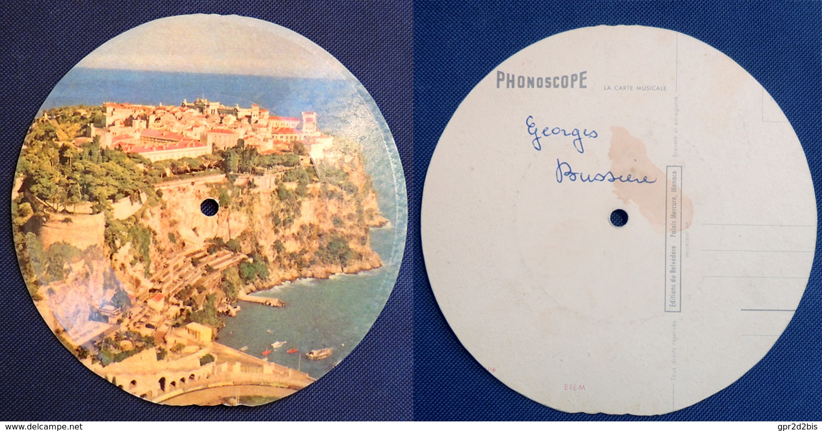 45 Tours Souple Carte Postale PHONOSCOPE - MONACO Le Rocher - Chanson : Gondolier - Années 50 - Formats Spéciaux