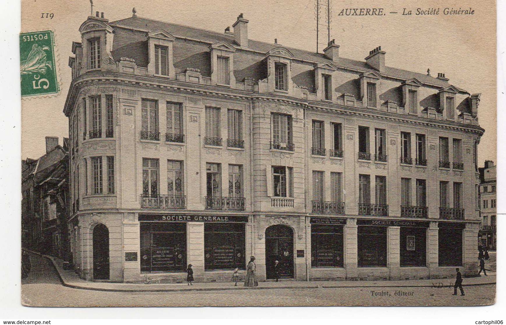 - FRANCE (89) - CPA Ayant Voyagé AUXERRE 1907 - La Société Générale - Photo Neurdein N° 119 - Edition Toulot - - Auxerre