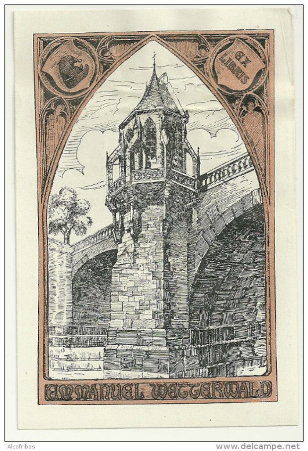 Exlibris Emmanuel Wetterwald Pont Gothique Architecture - Ex-libris