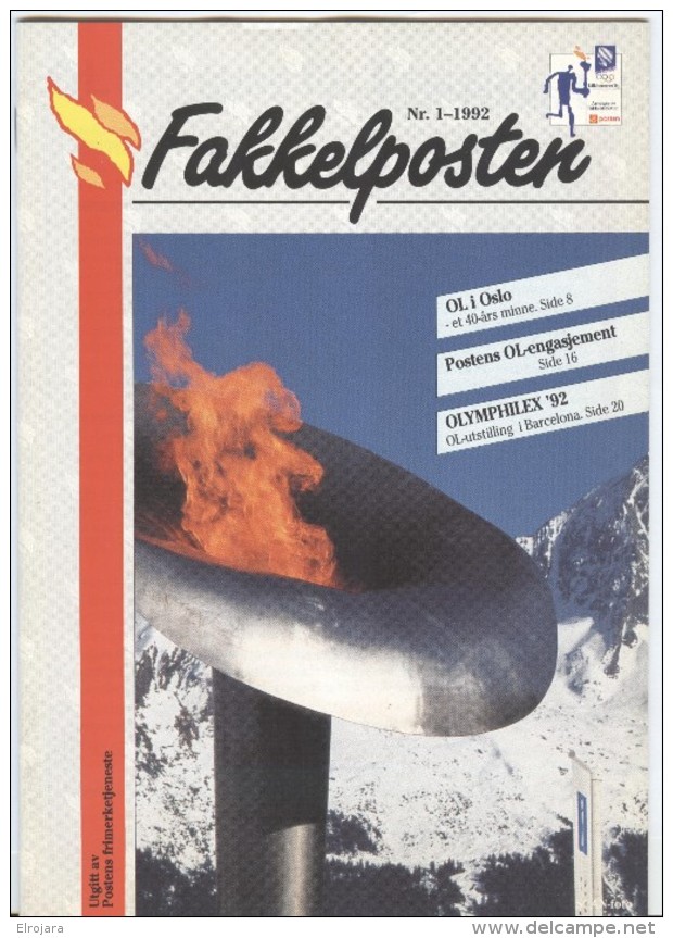 NORWAY Fakkelposten 1-1992 24 Pages Philatelic Magazine Of The Norwegian Post In Norwegian - Winter 1994: Lillehammer