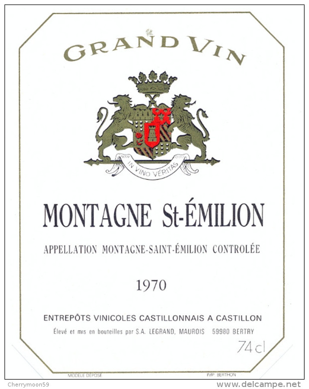 1 Etiquette Ancienne De VIN MONTAGNE ST EMILION 1970 - CASTILLON - Bergerac