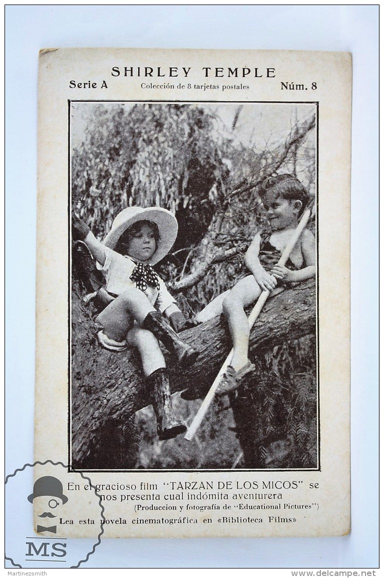 Old 1930's  Postcard, Actress: Shirley Temple With Boy Tarzan - Picture By Biblioteca Films - Acteurs