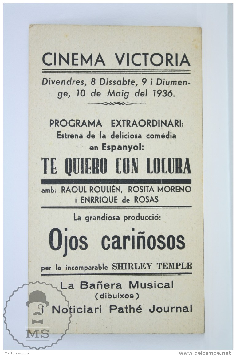 Old 1934 Cinema/ Movie Advtg Image -Movie: Bright Eyes, Actors: Shirley Temple, James Dunn, Jane Darwell, Judith Allen - Publicité Cinématographique