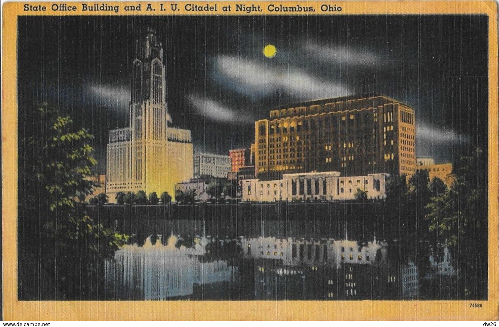 State Office Building And A.L.U. Citadel At Night - Columbus, Ohio OH - Carte Non Circulée - Columbus