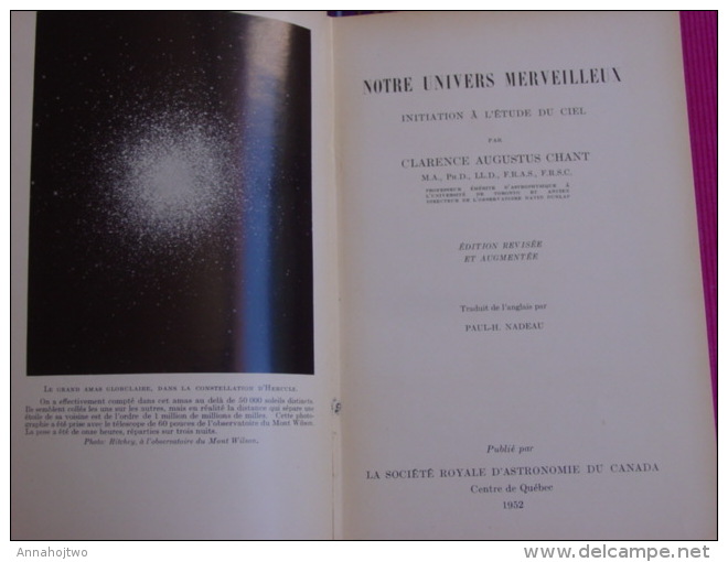 * NOTRE UNIVERS MERVEILLEUX  Initiation à L´étude Du Ciel *-Cl.August. CHANT-Soc.Astronomie Canada. - Astronomie