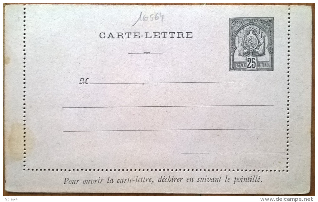 16564# ENTIER POSTAL NEUF TYPE ARMOIRIES CARTE LETTRE DOS COLLE TUNISIE - Cartas & Documentos