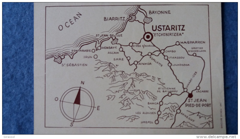 PROSECTUS PUBLICITAIRE DE L HOTEL ETCHEBERTZEA A USTARITZ 64 PLAN D ACCES PAYS BASQUE - Altri & Non Classificati