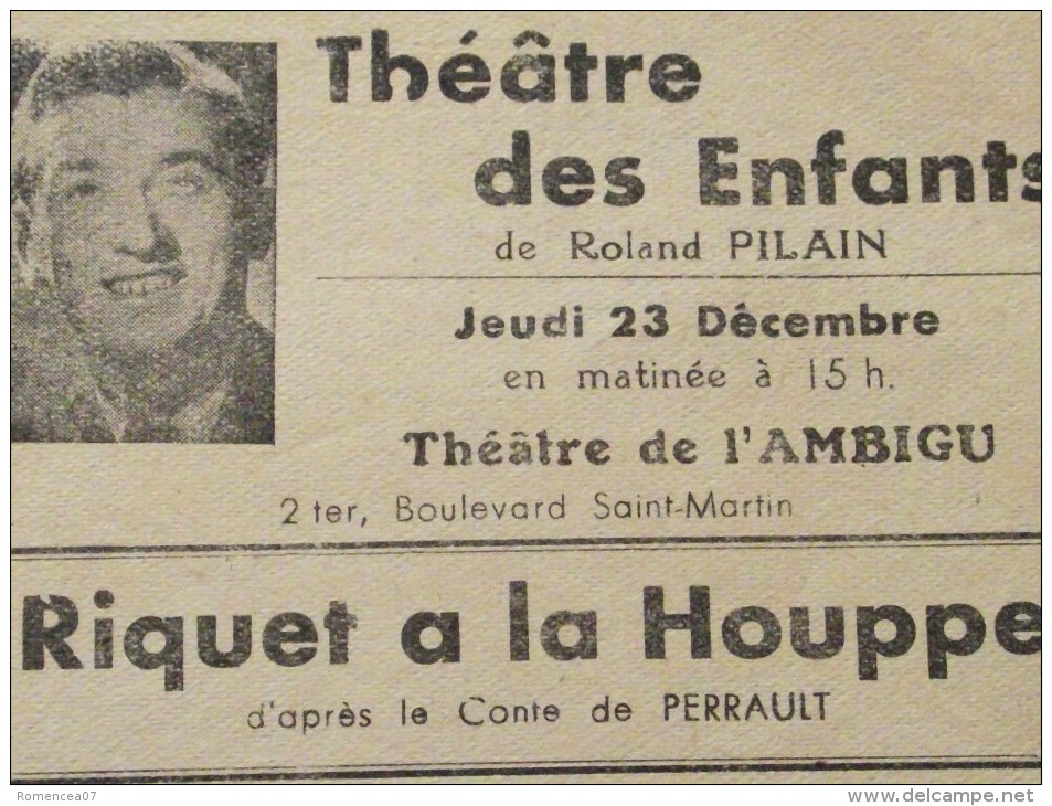 THEATRE Des ENFANTS - RIQUET à La HOUPPE - D'après Le Comte De PERRAULT - Ticket - Spectacle - Le 23 Décembre 19.. (?) - Tickets - Entradas