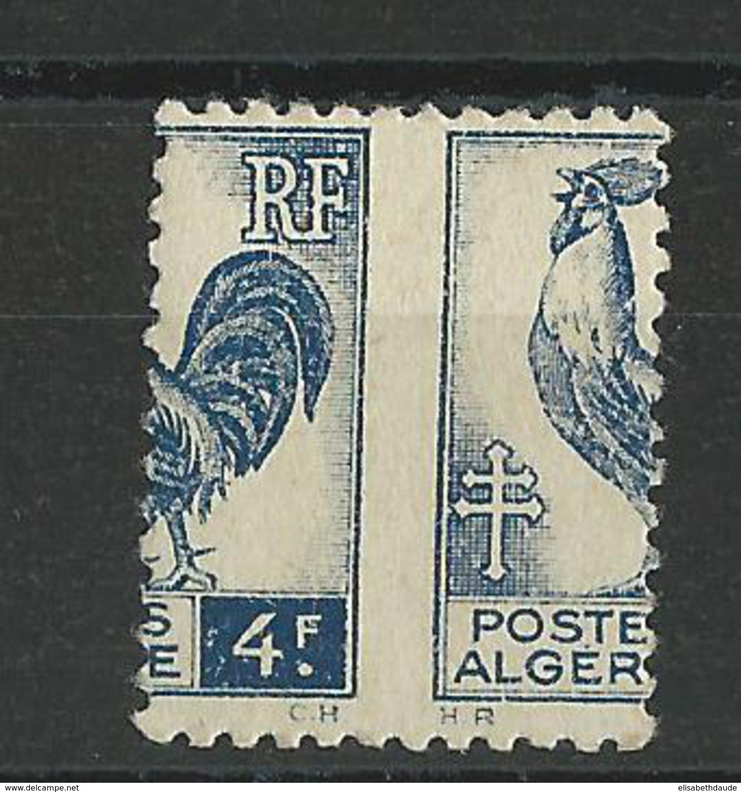 ALGERIE - NON DENTELE - YVERT N° 222 * SUPERBE PIQUAGE à CHEVAL - COQ - Unused Stamps