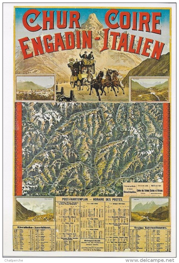 PUBLICITE TRANSPORT CHEMINS DE FER  CHUR COIRE ENGADIN ITALIEN   NR1126  EDIT. BIREGG DILLIGENCE - Sonstige & Ohne Zuordnung