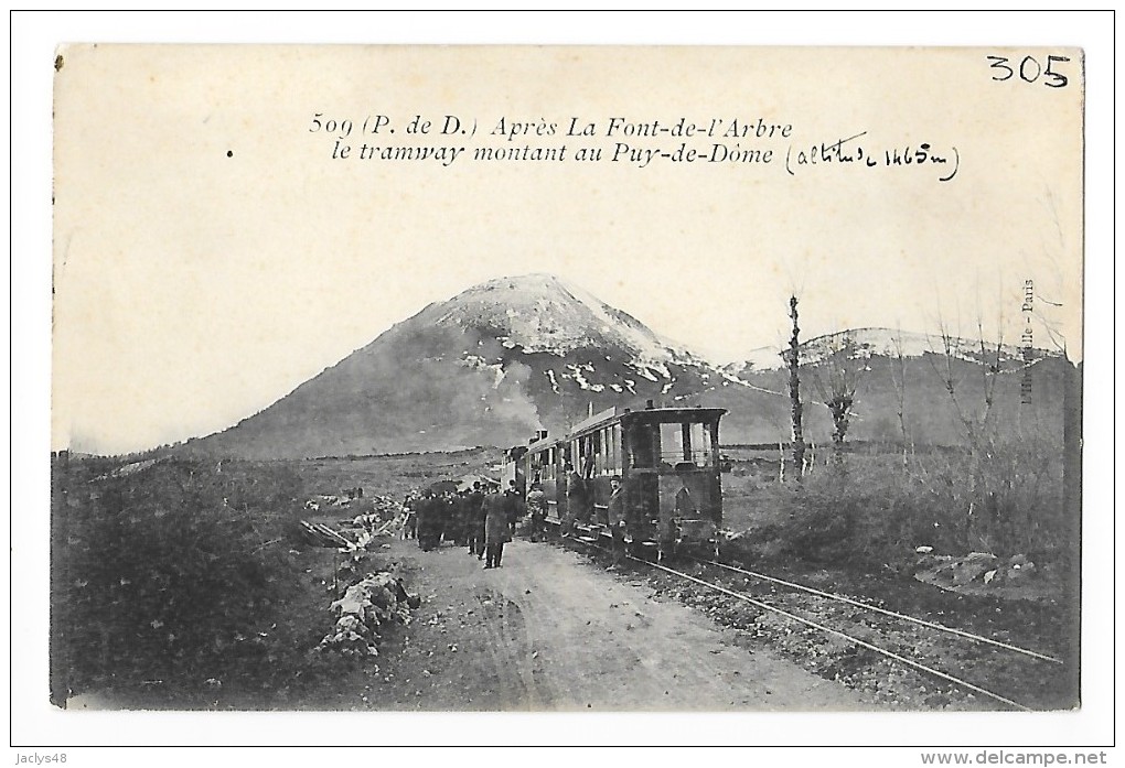 Après La Font De L'Arbre   Le Tramway Montant Au Puy De Dôme  (cpa 63) -    - L 1 - Autres & Non Classés