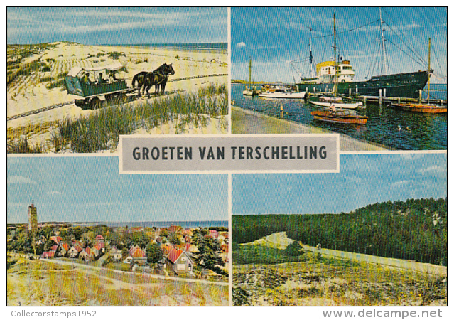 50638- TERSCHELLING ISLAND- BEACH, HARBOUR, VILLAGE, FOREST, HORSE CARRIAGE, SHIPS - Terschelling