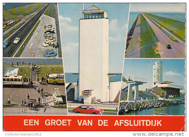 50659- AFSLUITDIJK MONUMENT, HIGHWAY, BUSS, CAR - Den Oever (& Afsluitdijk)