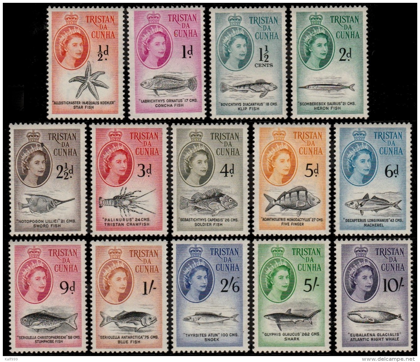 ~~~  Tristan Da Cunha 1960 - Fauna Marine Life - Value In Shilling And Pence - Mi. 28/41 * MH CV 110.00 &euro; ~~~ - Other & Unclassified