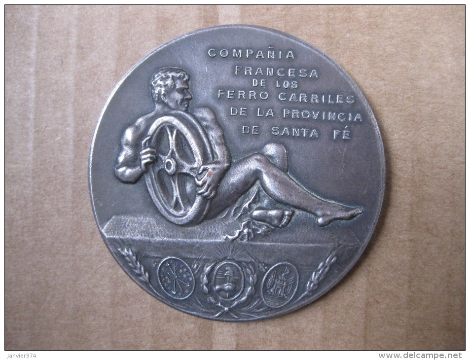 Argentine Médaille Compagnie Française De Chemins De Fer à Santa Fe 1903 Par J. GOTTUZZO - Altri & Non Classificati