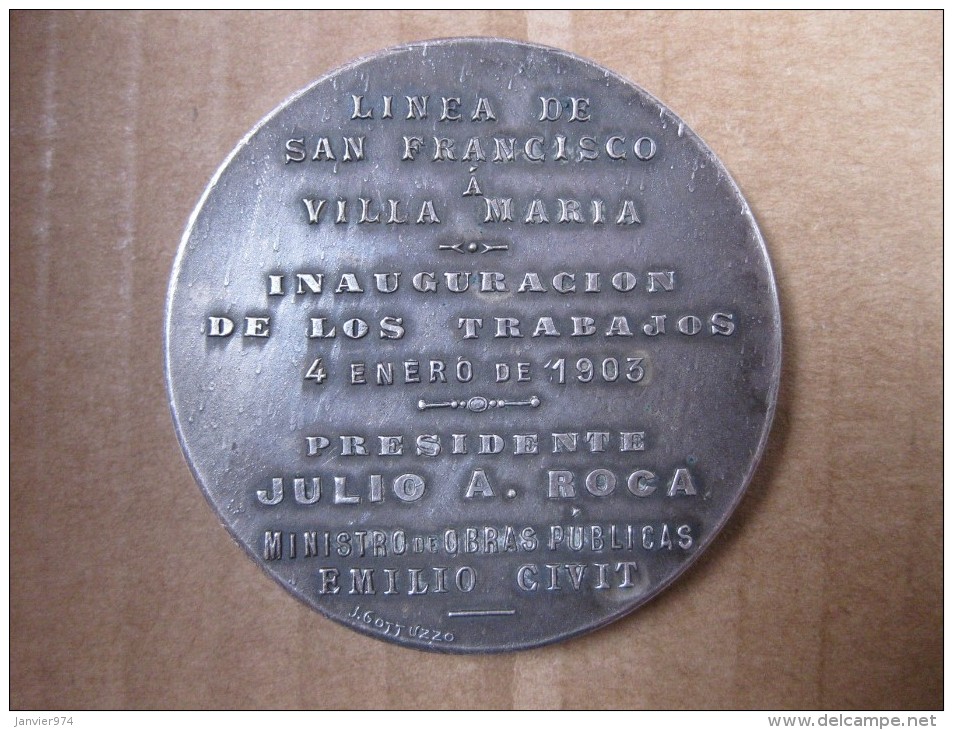 Argentine Médaille Compagnie Française De Chemins De Fer à Santa Fe 1903 Par J. GOTTUZZO - Altri & Non Classificati