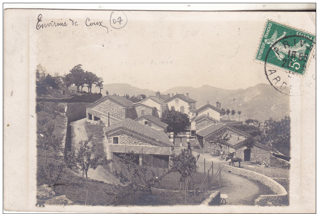 07 Carte Photo -Environs De COUX .petite Animation Tb état   Sans éditeur. écrite 1907. - Autres & Non Classés