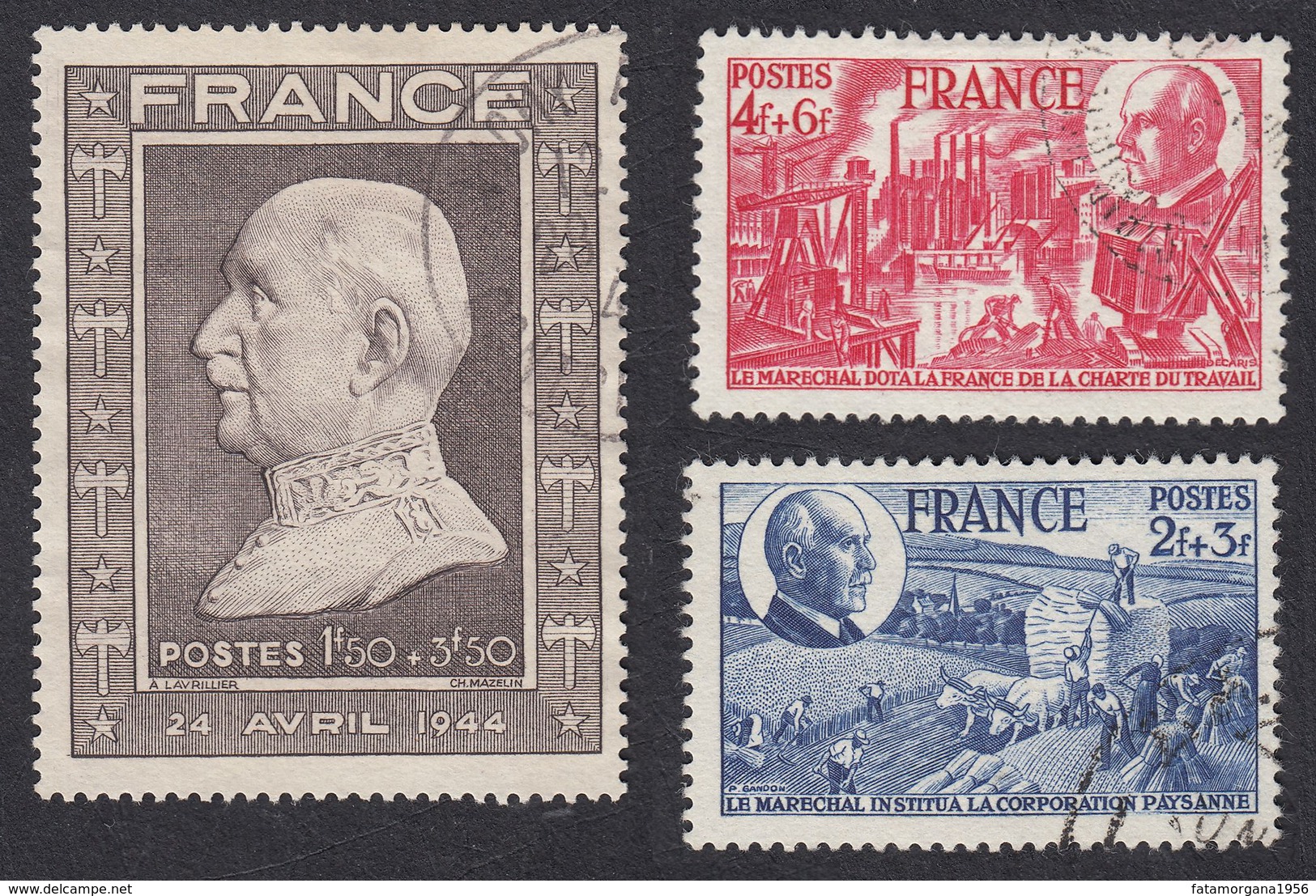 FRANCE - 1944 - Série Complète Yvert 605/608, Obliteré, Pétain - Autres & Non Classés