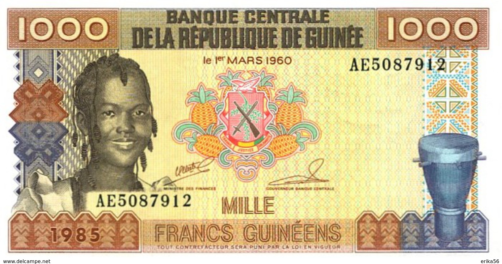 BILLETS  Guinée 1000 Francs - Guinea