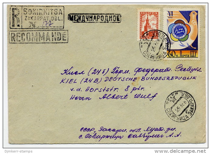 SOVIET UNION 1958 Registered Cover From Sokirnitsa, Transcarpathia  To BRD. - Briefe U. Dokumente