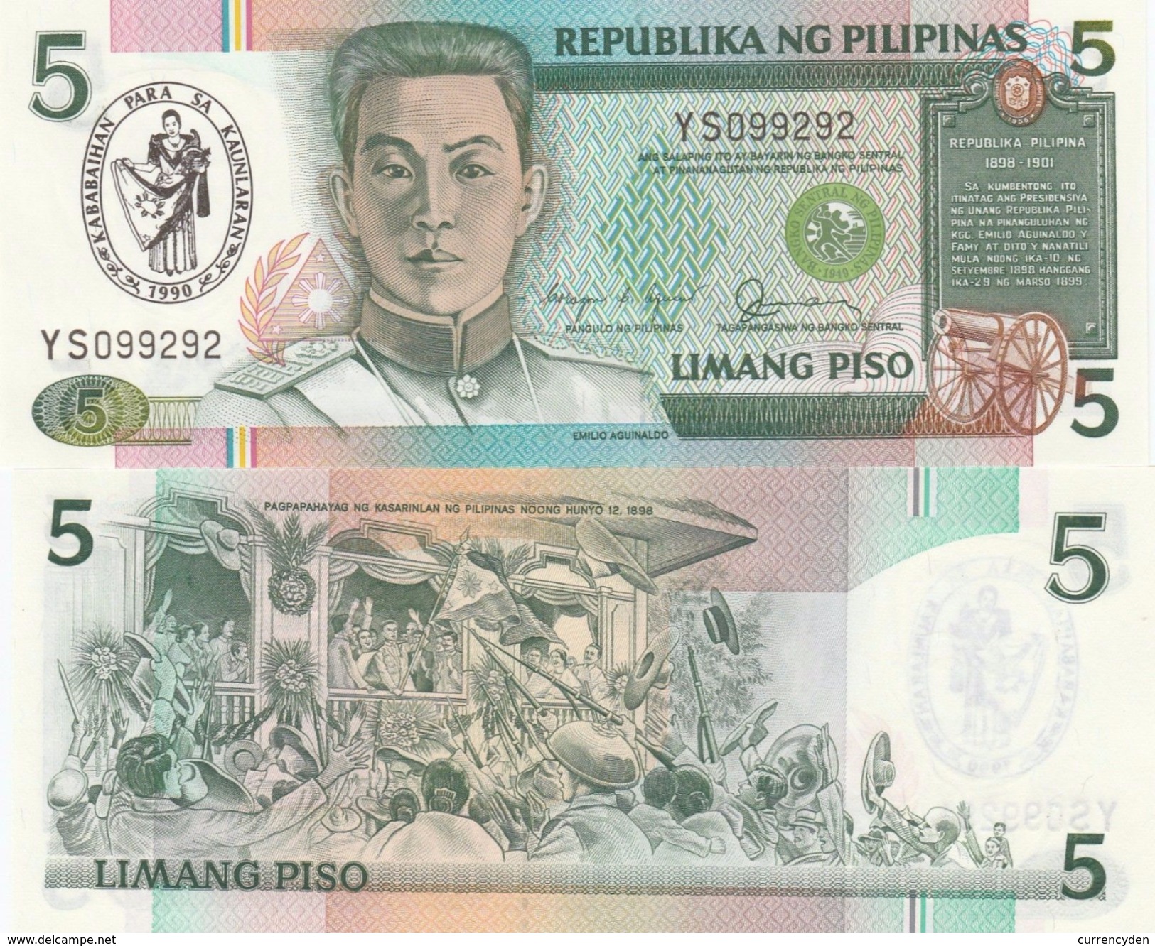 Philippines P178, 20 Piso, Emilio Aguinaldo / Independence Declaration, 1990 UNC - Philippines