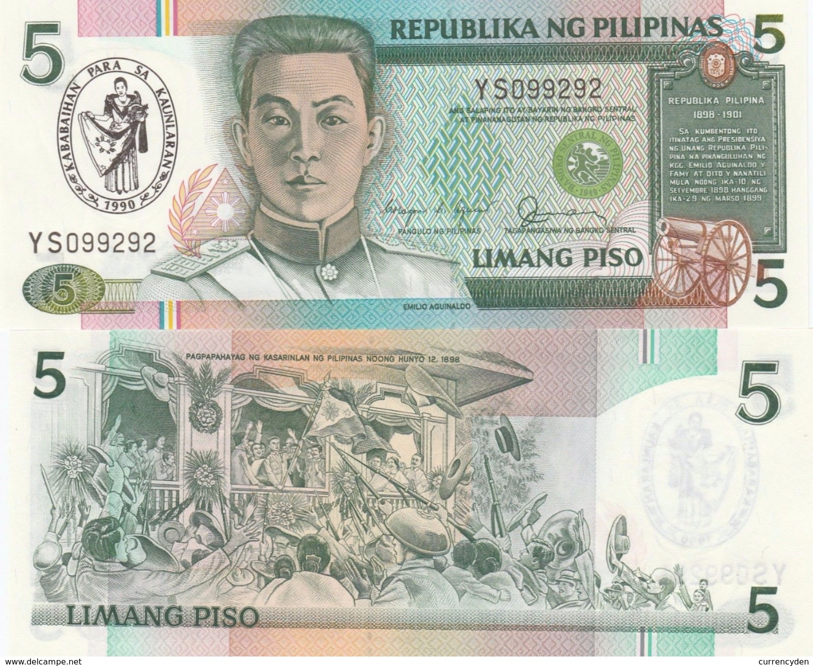 Philippines P178, 20 Piso, Emilio Aguinaldo / Independence Declaration, 1990 UNC - Filippijnen