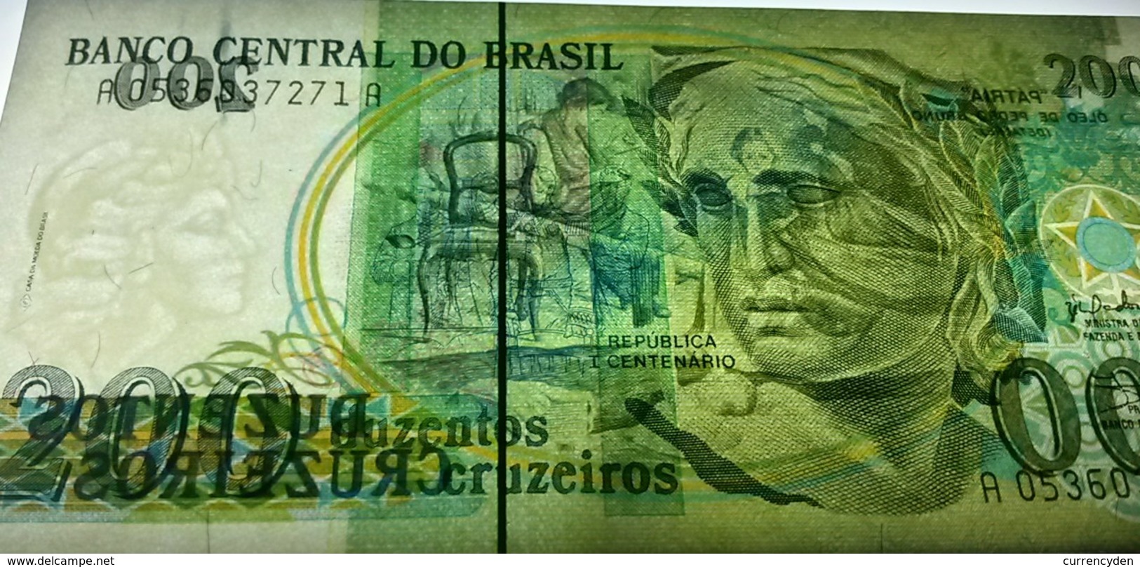 Brazil P229, 200 Cruzeiros, Patria Flag Making Painting By Pedro Grund, See W/m - Brazilië