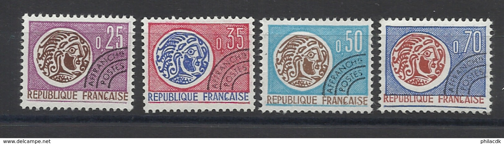 FRANCE - PREOBLITERES N°YT 126/129 NEUFS* AVEC CHARNIERE - COTE YT : 7.50&euro; - 1964/69 - 1964-1988