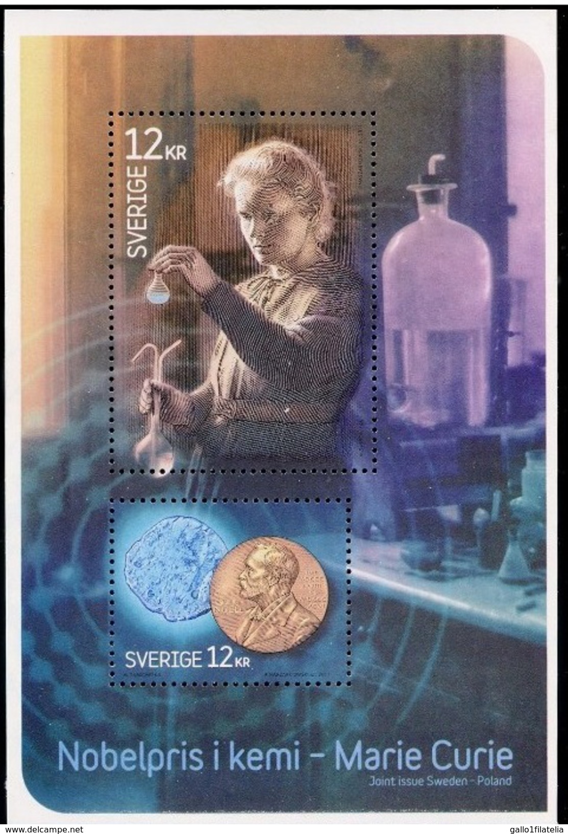 2011 - SVEZIA - CENTENARIO DEL PREMIO NOBEL PER LA CHIMICA A MARIA CURIE / EMISSIONE CONGIUNTA CON LA POLONIA. MNH - Gemeinschaftsausgaben