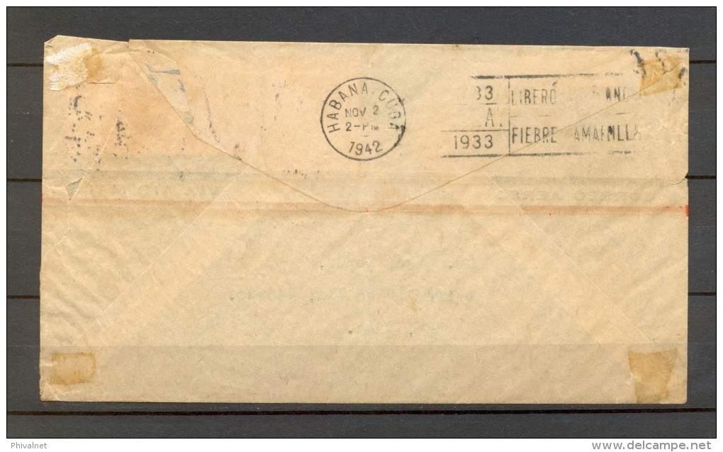 1942 , REPÚBLICA DOMINICANA , CIUDAD TRUJILLO - LA HABANA , CORREO AÉREO , CENSURA , LLEGADA - Dominican Republic