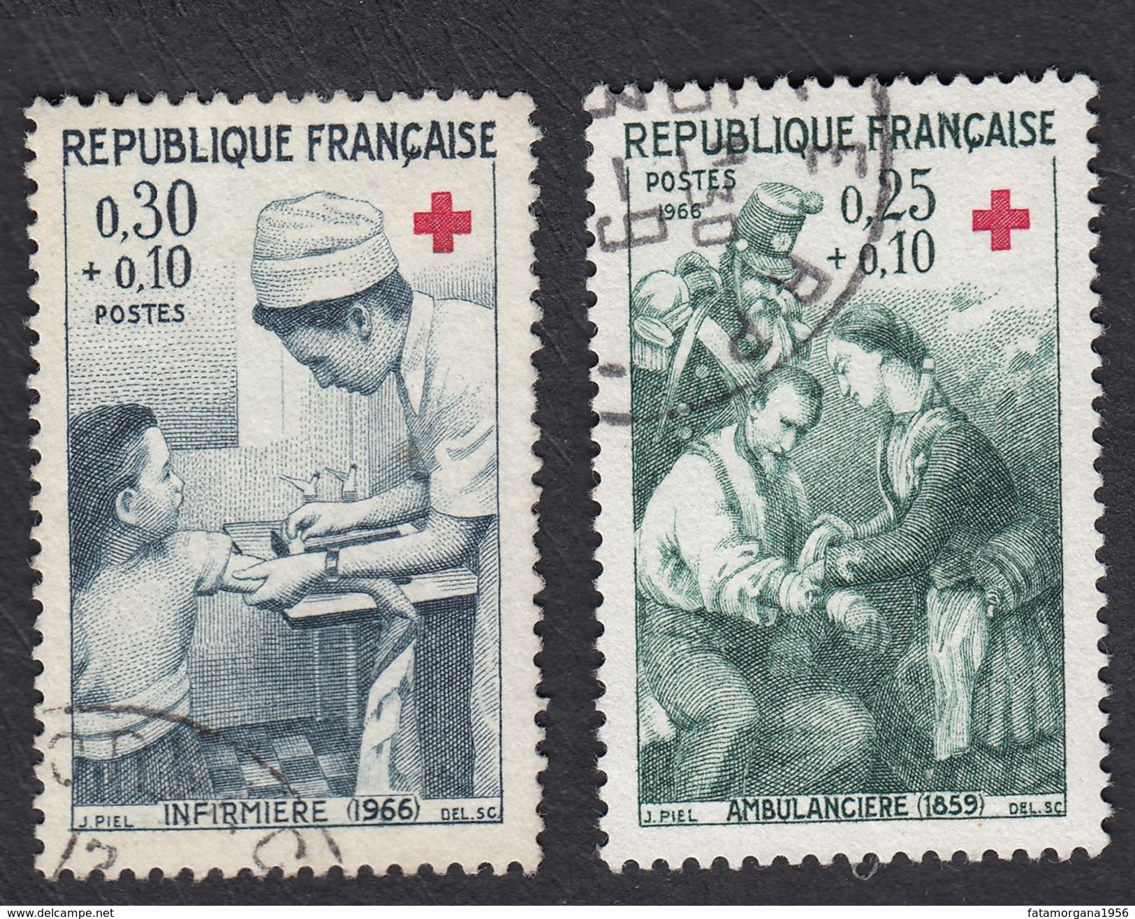 FRANCE - 1966 - Série Complète, Croix Rouge, Yvert 1508/1509, Obliteré. - Usati