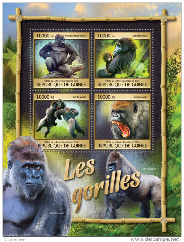 GUINEA REP. 2016 ** Gorillas Gorilles M/S - OFFICIAL ISSUE - A1640 - Gorilas