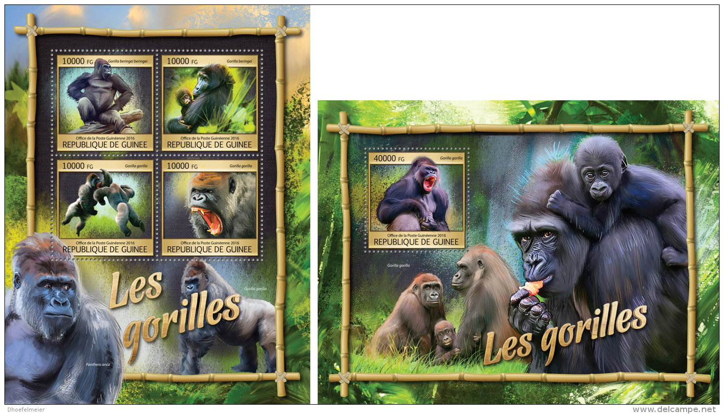 GUINEA REP. 2016 ** Gorillas Gorilles M/S+S/S - OFFICIAL ISSUE - A1640 - Gorilles