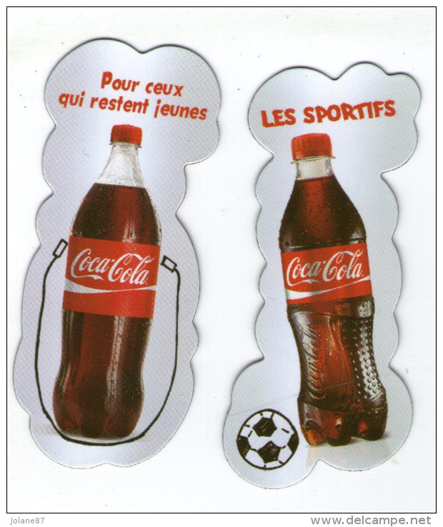 LOT DE 2 MAGNETS   COCA COLA       LES SPORTIFS        POUR CEUX  QUI RESTENT JEUNES - Other & Unclassified