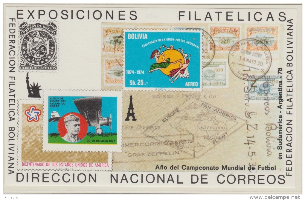 BOLIVIE  UPU 1974+AVION+TIMBRES SUR TIMBRES **MNH VF    Réf  G367 - UPU (Union Postale Universelle)