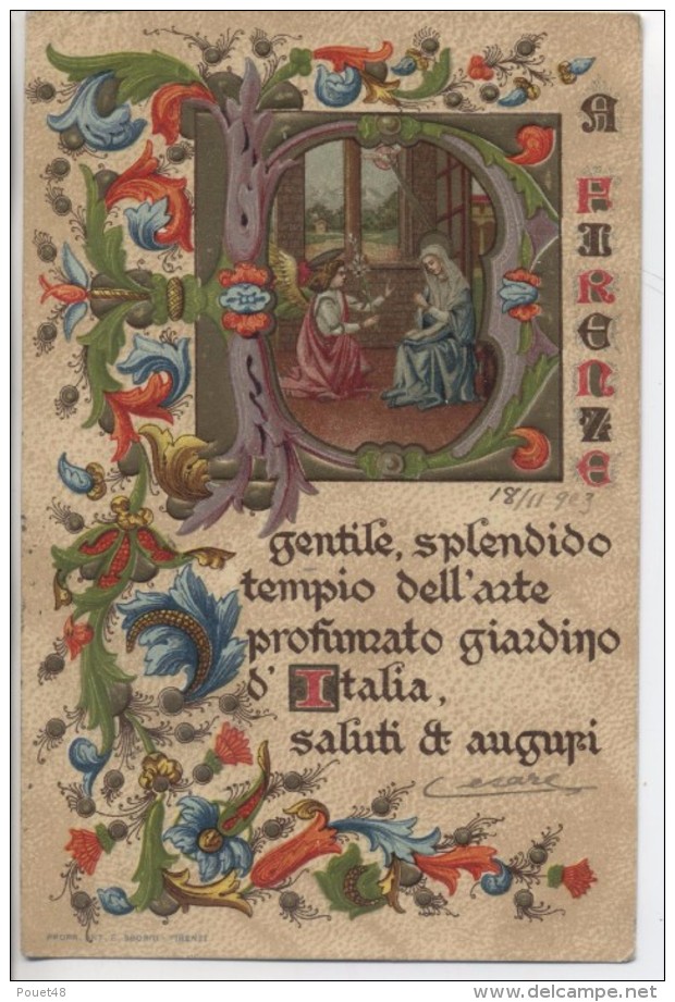 ITALIE - Saluti Augupi - Carte Gaufrée; 1903 - Autres & Non Classés