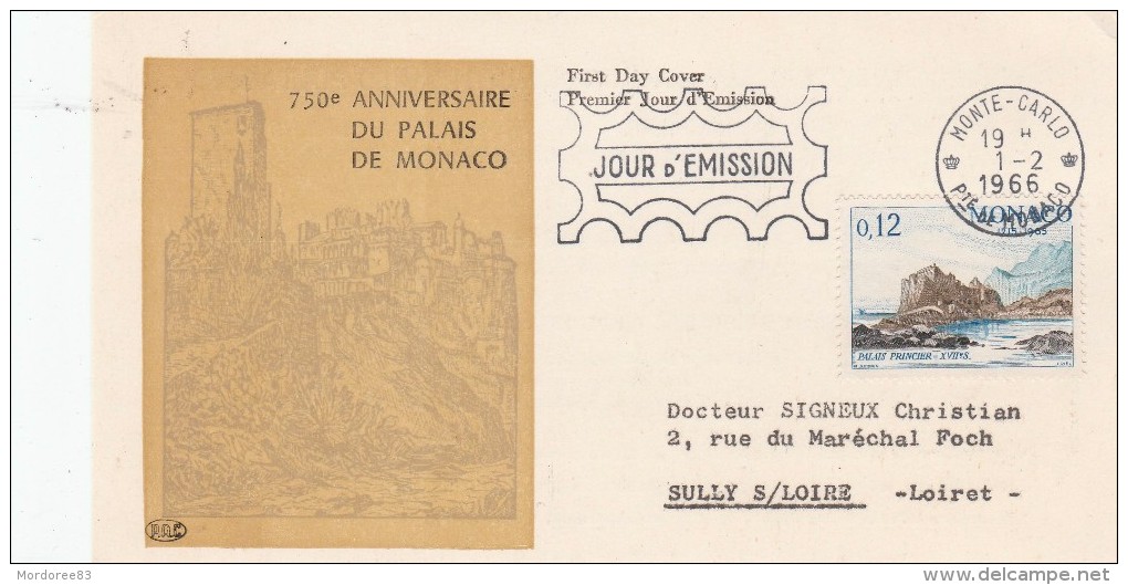 MONACO - FDC MONTE-CARLO Pour PARIS 1.2.1966 - Publicité VIBEROL TYROTHRICINE                       TDA47 - Pharmacy