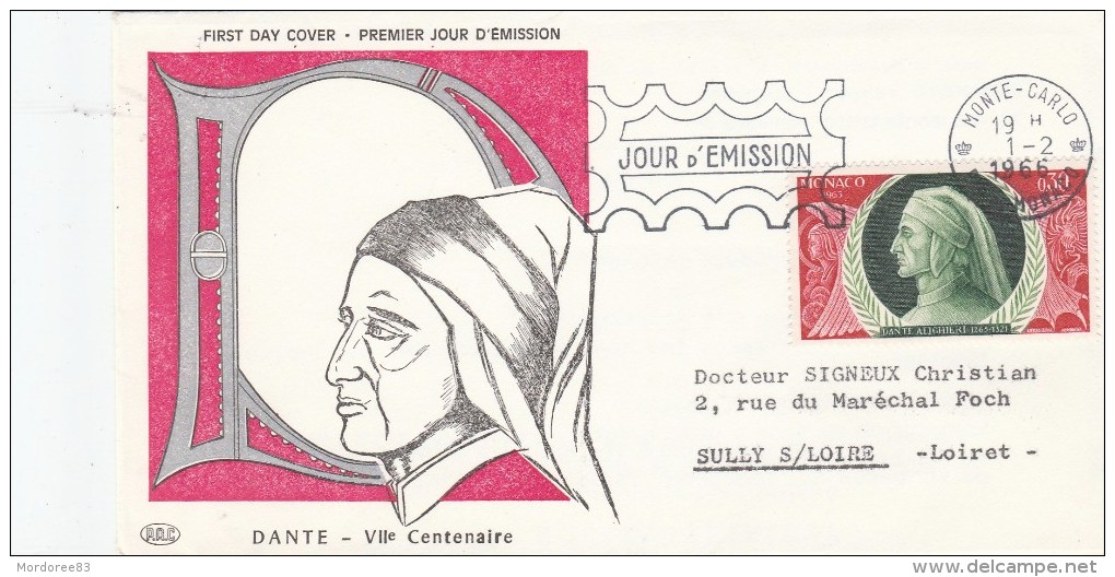 MONACO - FDC MONTE-CARLO 1/2/66 - Publicité ARGININE VEYRON                      TDA47 - Pharmacy