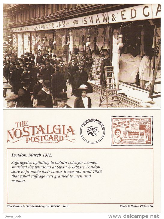 Postcard Women Suffragette Swan & Edgar London 1912 Nostalgia Repro - Demonstrations