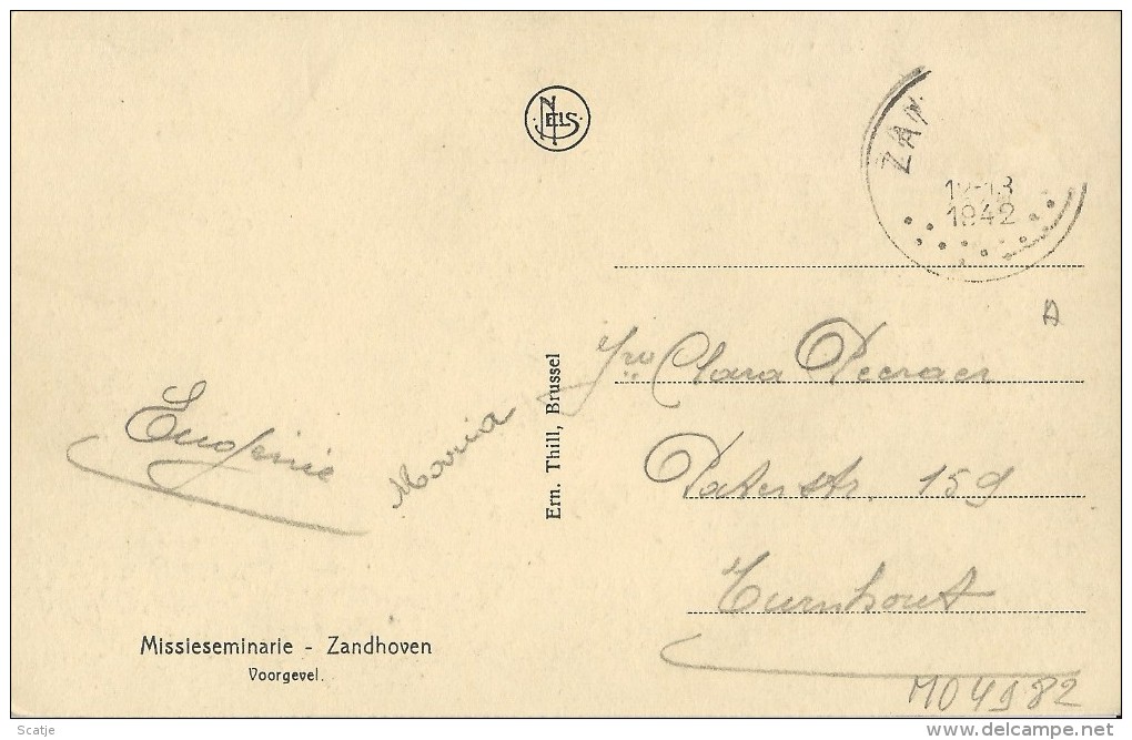 Zandhoven.  -   Missieseminarie  -   Voorgevel  -  1942 Naar  Turnhout - Zandhoven