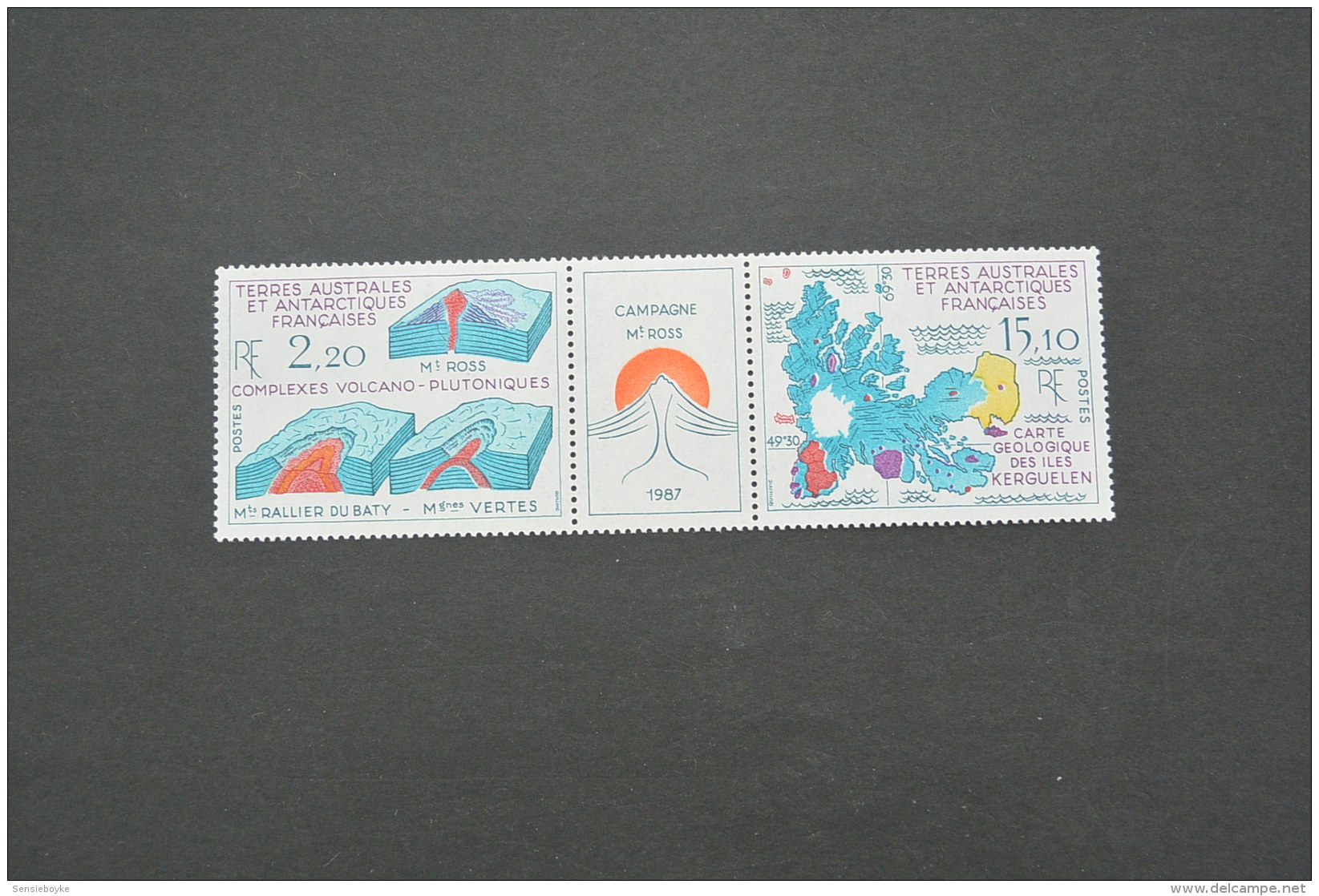 M4670- Set In Strip MNH TAAF  -1987-  Yv:139A- Euro Campagne Mt Ross - Complexes Volcano - Minéraux