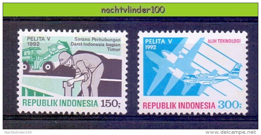 Mgm1493 STRATENBOUW ´TRACTOR´ SHOVEL BUILDING STREETS VLIEGTUIG PLANE FLUGZEUG INDONESIA 1992 PF/MNH  VANAF1EURO # - Vliegtuigen