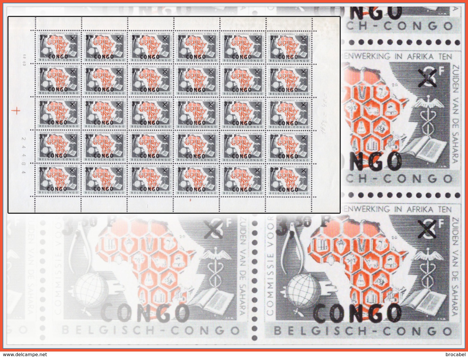 Congo 0414** 3,5op3F -  Feuille  / Sheet De 30 - MNH   Planche 3 - Autres & Non Classés